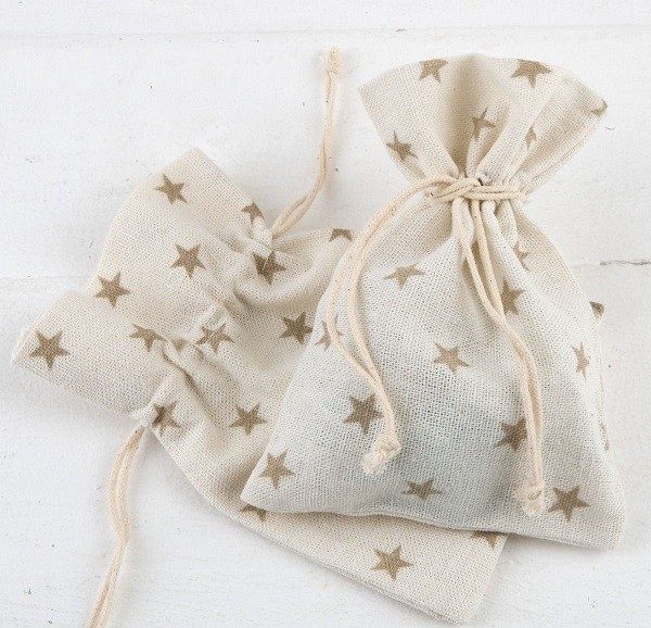 Bolsa de algodón estrellas beige